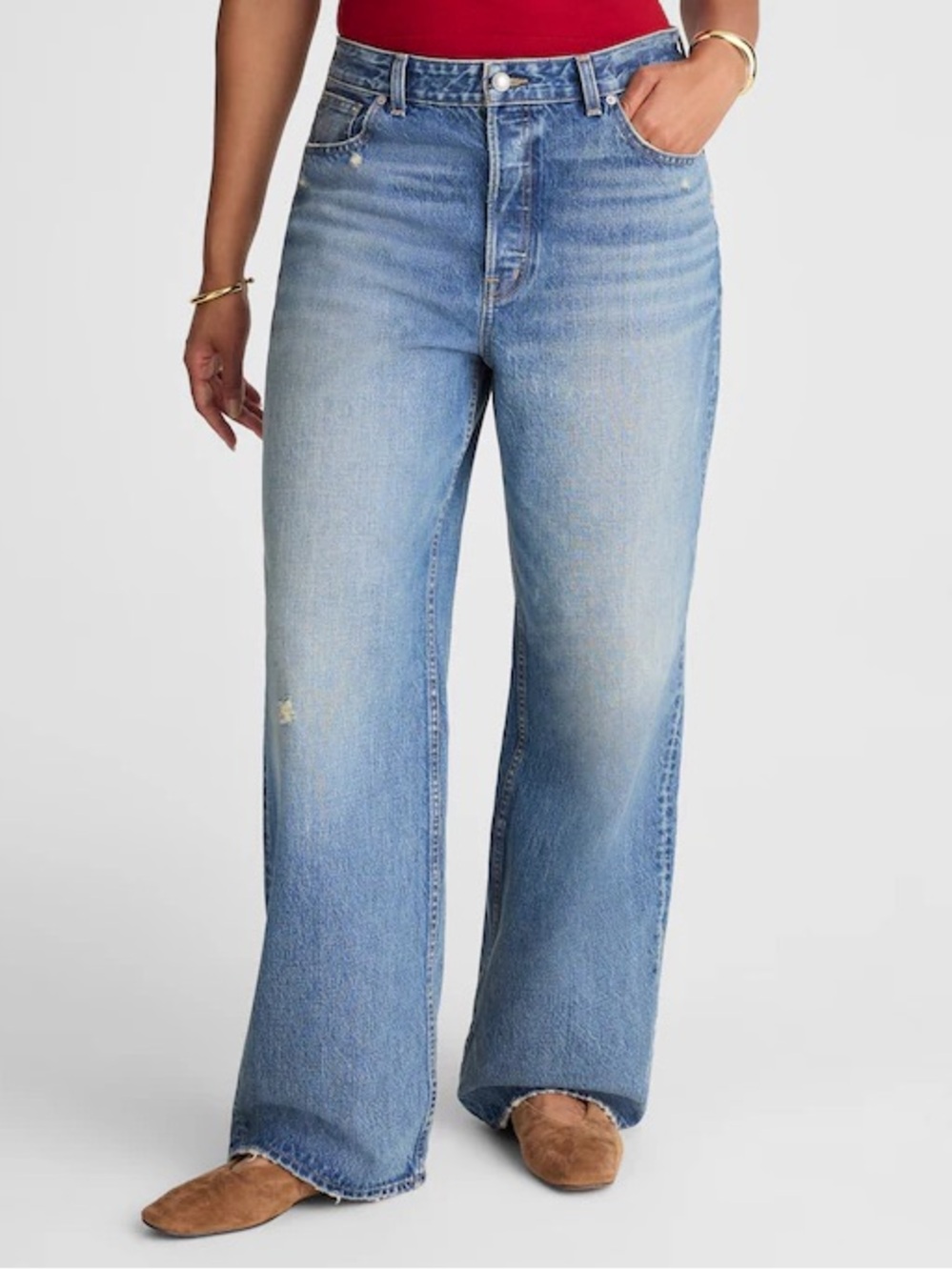 NWT Madewell The Curvy Low-Slung Baggy Jean Robertson Wash Rigid